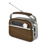 LLOYTRON "Vintage" Style AM/FM Radio with MusicStream- Portable and Rechargeable - MP3 Playback via USB or Micro SD - Mains or Battery Powered - N6403WD - Wood Effect