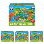 Orchard Toys Big Dinosaurs Jigsaw Puzzle for Kids, Large Floor Puzzle, 50-Piece Puzzle, Educational Toy for Toddlers and Age 4+ Makes a Great Animal or Dinosaur Gifts for Boys and Girls (Pack of 4)
