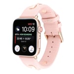 Apple Watch Series 4 44mm genuine leather rose gold fastener watch band - Light Pink