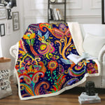 Loussiesd Girls Boho Paisley Sherpa Throw Blanket Bohemian Bird Floral Print Fleece Blanket for sofa Couch Colorful Exotic Flowers Pattern Plush Blanket Retro Chic Room Decor Double 60"x79"