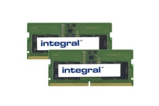 Integral - DDR5 - kit - 16 Go: 2 x 8 Go - SO DIMM 262 broches - 4800 MHz / PC5-38400 - CL40 - 1.1 V - mémoire sans tampon - non ECC
