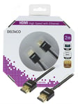 Deltaco DELTACO tunn HDMI kabel 60Hz, 2m - Svart