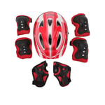 Queiting 7Pcs Kids Protective Gear Set Safety Helmet Knee Elbow Pad for Roller Scooter Skateboard BMX Bicycle Red