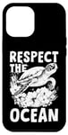 Coque pour iPhone 15 Pro Max Respect The Ocean Sea Turtle Surfer Plongée Fleurs
