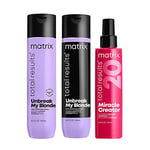 Matrix - Routines Unbreak My Blonde - Shampoing, Après-Shampoing, Crème Sans Rinçage, Spray Multi-Bénéfices - Soins à l'Acide Citrique Pour Cheveux Blonds Sensibilisés- Duo, Trio