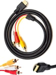 Cable HDMI vers RCA 5 pieds/1,5 m HDMI male vers 3-RCA vidéo Audio AV composant convertisseur cable adaptateur pour HDTV