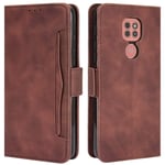 HualuBro Motorola Moto G9 Play Case, Magnetic Full Body Protection Shockproof Flip Leather Wallet Case Cover with Card Slot Holder for Motorola Moto G9 Play Phone Case (Brown)