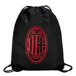GIL S.R.L. AC Milan - Gym Sack Crest Monochrome Rouge - 190T 100% polyester recyclé - Longes épaisses - Pour tous les fans Rossoneri - Produit officiel Ac Milan, Noir, L, Classique