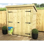 6 x 6 Pressure Treated Pent Garden Shed with Double Doors