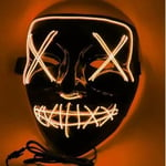 Orange - Halloween Luminous Mask, Purge Mask for Hacker, Skrämmande LED rollspelskostym, Lampa