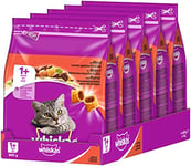 whiskas Cat Food Dry Adult Cat Food from 1Â year with Beef (5Â x 800g)