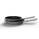 Ninja ZEROSTICK Stackable Cookware Frying Pan 2-Piece Set, Non-Stick, Space Saving, 24/28cm Frying Pans, Long Lasting Hard Anodised Aluminium, Induction Compatible, Grey, C52200UK