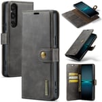 DG.MING Sony Xperia 1 VI Plånboksfodral med avtagbart skal, Brown