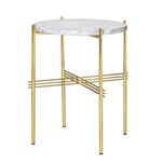 GUBI Ts table brass legs O 40 Cm white marble