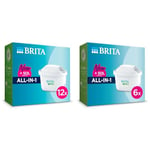 BRITA MAXTRA PRO All in One Water Filter Cartridge 12 Pack - Original BRITA Refill & MAXTRA PRO All in One Water Filter Cartridge 6 Pack - Original BRITA Refill reducing impurities, Chlorine