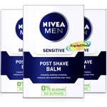 3x Nivea Men Sensitive Post Shave Balm 100ml 0% Alcohol