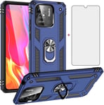 Coque De Protection Pour Xiaomi Redmi 10 C/Poco C40 Avec Film De Protection En Verre Et Anneau Magnétique - Redmi10c 10c C10 220333qny Slim - Bleu