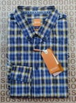 New Hugo BOSS mens blue checked slim long sleeve casual smart suit shirt MEDIUM