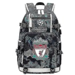 Liverpool Champions League Tryckt Ryggsäck Fritidssportväska Multifunktionell Datorväska