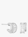 Simply Silver Cubic Zirconia Mini Double Baguette Hoop Earrings, Silver