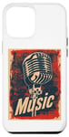 Coque pour iPhone 13 Pro Max Microphone chanteur vintage rétro chanteur