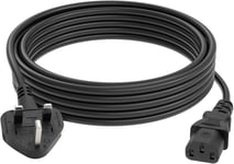 FIRMERST 5 Metre Monitor UK Power Cable 3 pin BS 1363, Black