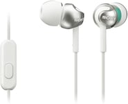 Sony Mdr-Ex110 Deep Bass White Wired 3.5Mm Earphones With Smartphone Control And