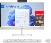 HP 27-cr0005ss - Ordinateur de 27" Full HD avec caméra, Clavier et Souris sans Fil (AMD Ryzen 7 7730U, 16 Go RAM, 1 to SSD, AMD Radeon Graphics, Windows 11) Blanc - Clavier QWERTY Espagnol
