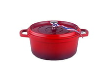 KAMBERG - 0008188 - Cocotte Ø 24 cm Ronde Rouge Flammée - Fonte d'aluminium - Revêtement pierre - Tous feux dont induction - Sans PFOA