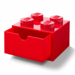 LEGO BRICK STORAGE DESK DRAWER 4 KNOBS GIANT BUILDING BLOCK – RED