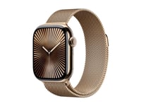 Apple Watch Series 10 (GPS + Cellular) - 42 mm - guld titan - smart klocka med milanesisk loop - nät av rostfritt stål - guld - handledsstorlek: 130-