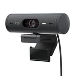 Logitech Brio 500 Full HD Webcam with Auto Light Correction, show Mode, Dual Noise Reduction Mics, Webcam Privacy Cover, Works with Microsoft Teams, Google Meet, Zoom, USB-C Cable, Streaming -Graphite