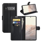 Google Pixel 6 PU Wallet Case Black