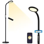 Meross Lampadaire LED Connecté, Lampe sur Pied Compatible avec Homekit, Alexa et Google Home, 2700-6000K Lampadaire de 360° Rotatif avec Luminosité Réglable, Commande Vocale et Contrôle à Distance