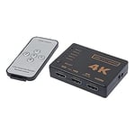 APM 590463 - Switch HDMI - Multiprise HDMI - 5 Entrées et 1 Sortie - Pour Résolutions 4K et 3D - Compatible Lecteur Blu-Ray, Vidéo Projecteur, Home Cinéma, PC, etc. - Avec Télécommande - Noir