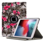 iPad Air 3 2019 Case, Premium Leather Folio Flip Case Cover, 360 Rotating Stand Smart Cover with Auto Sleep/Wake for Apple iPad Air 2019 / iPad Pro (10.5 inch) 2017 (Pink Flower Dark Grey)