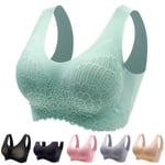 Hers Wings - Wireless Push Up Comfort Shock-Proof Latex Pad Lace Bra, Women's Seamless Bra Breathable, Cooling & Moisture-Wicking (M,Mint)