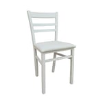 Dmora Chaise Classique en Bois, fabriquée en Italie, avec Fond en Similicuir Blanc, 41 x 43 x 86 cm, Couleur Blanche