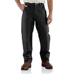 Carhartt Men's Loose Fit Firm Duck Double-Front Utility Work Pant, Black, 32W / 36L