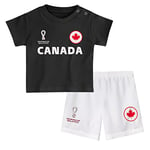 FIFA Unisex Kids Official Fifa World Cup 2022 & - Canada Home Country Tee Shorts Set, Black/White, Large Age 4 UK