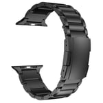 Titan armband, metallrem med sköldpaddsspänne, kompatibel med Apple Watch Series 9/Ultra 2/SE/8/7/2023, 45mm/44mm/49mm, svart