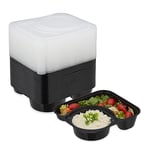 Relaxdays Meal Prep Container en Lot de 24, 2 Compartiments, Boite adaptée au Micro-Ondes, réutilisable, Plastique, Noir