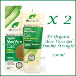 Dr Organics Aloe Vera Gel Double Strength Bioactive Skincare 2 x 200ml NEW