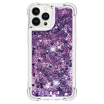 SKALO iPhone 15 Pro Juoksuhiekka Glitter Sydämet TPU kuori - Violetti