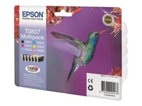 Epson T0807 Multipack - 6-Pack - 44.4 Ml - Svart, Gul, Cyan, Magenta, Ljus Magenta, Ljus Cyan - Original - Blister - Bläckpatron - För Stylus Photo P50, Px650, Px660, Px700, Px710, Px720, Px730, Px800, Px810, Px820, Px830