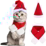2 st. Jultomtekostym för katt, julhatt med halsduk