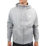 NIKE Men's M Nsw Club Hoodie Fz Bb Sweatshirt, Dk Grey Heather/Matte Silver/(White), XL UK