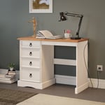 Corona Dressing Table White Wax Computer Desk Solid Pine by Mercers Furniture®