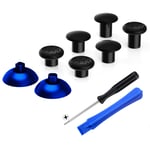 eXtremeRate ThumbsGear Interchangeable Ergonomic Thumbstick for ps5 Controller, For ps4 All Model Controller - 3 Height Domed and Concave Grips Adjustable Joystick - Chrome Blue & Black