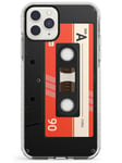 Retro Cassette Tape - Red Impact Phone Case for iPhone 12 | 12 Pro TPU Protective Light Strong Cover with Mixtape Vintage Vintage Music Old School
